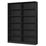FACBOTALL Bookshelf and Bookcase, 6-Tier Double Wide Bookshelves, Freestanding Display Storage Shelves, Tall Bookcases for Home Decor Bedroom, Living Room, Home Office,Black FACBOTALL