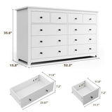 EnHomee White Dresser, Dresser for Bedroom with 10 Drawers Wood Dresser with Smooth Metal Rail, Large Dressers & Chests of Drawers Wide Dresser, White 52.2W*15.8" D*35.8" H EnHomee