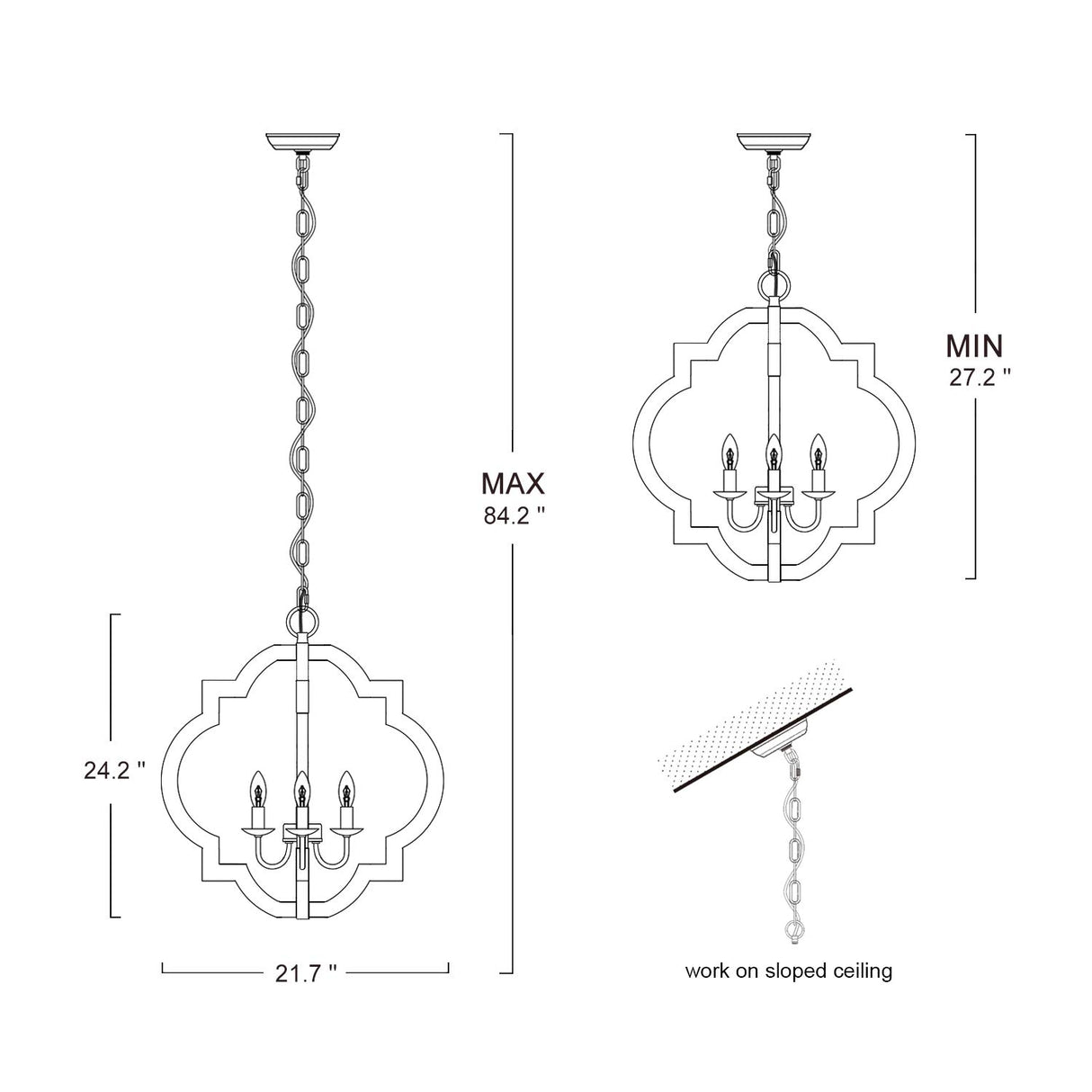 LOG BARN Large Farmhouse Chandelier Handmade Wood 4 Lights Fixtures Hanging for Dining, Bedrooms, Living Rooms and Hallway LOG BARN