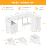 White L Shaped Desk with File Cabinet, 53 Inch Corner Office Desk with Storage Drawers Reversible, L-Shaped Computer Desks with Filling Drawer & Power Outlets for Home Office PC Work Study Wiriting DLisiting