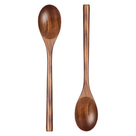 HANSGO 2PCS Wooden Cooking Spoons, Large Wooden Cooking Spoons Wooden Kitchen Utensil for Cooking Serving Mixing HANSGO