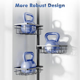 Shower Caddy Organizer Tension Pole, Rustproof 6-Pack Corner Shelf with 30-120 Inch Adjustable Shower Rack for Inside Shower, Extra Towel Bar & Soap Dish for Bathroom Organizers and Storage, Black Vatex