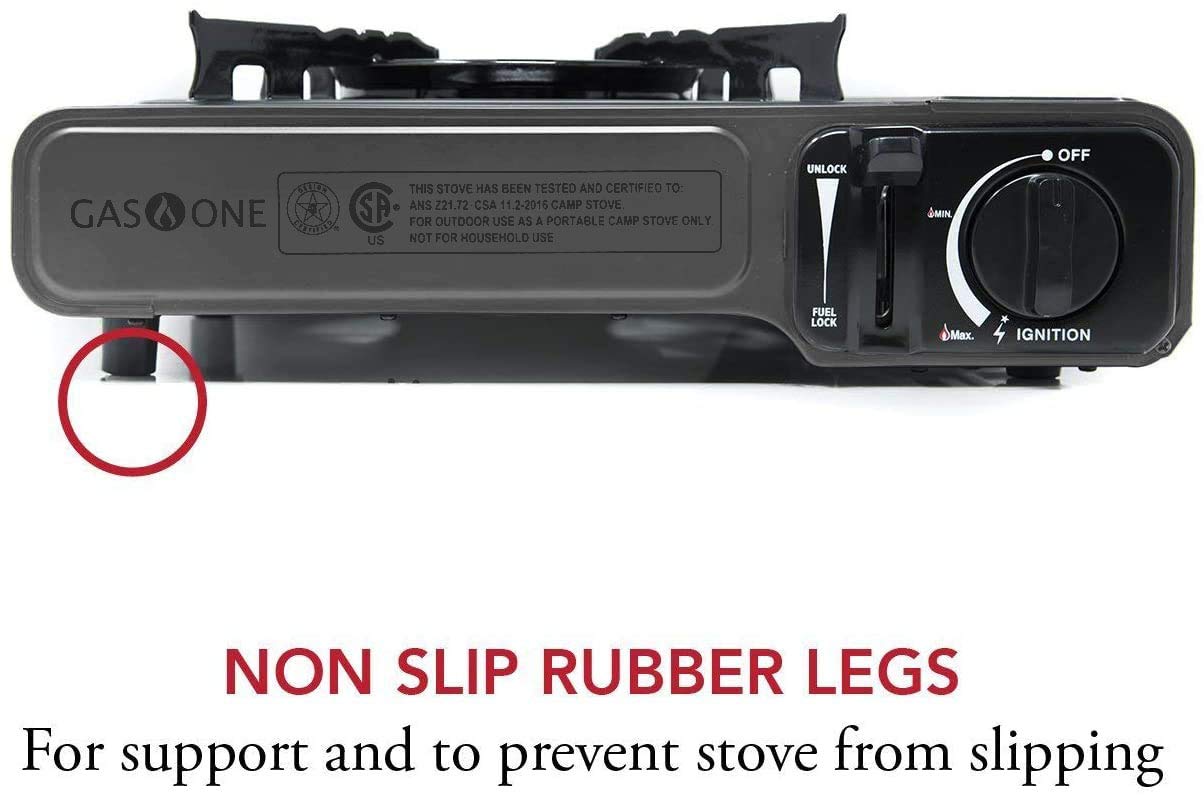 Gas One Portable Butane Camping Stove with Case: Automatic Ignition, Precise Heat Control - Camping & Tailgating and Outdoor Cooking Gas One