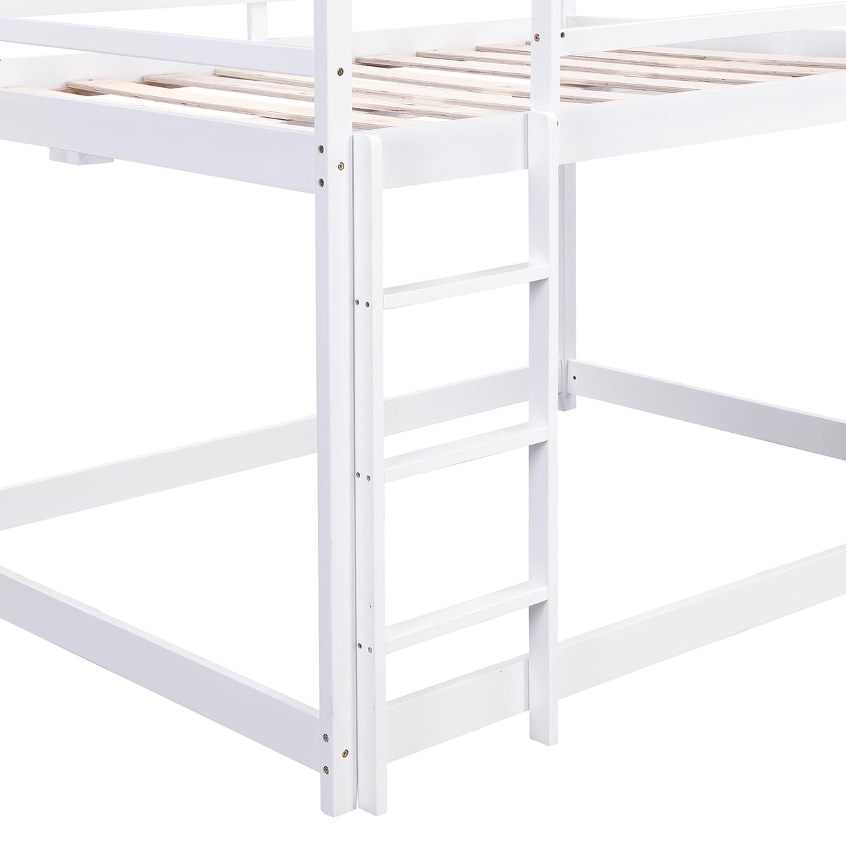 Full Size Loft Bed with Slide, Space Saving House Bunk Beds for Kids Bedroom Furniture, Pine Wood Bed Frame with 12.4" High Safety Guardrail & Ladder, No Box Spring Needed, Teens, Girls, Boys, White Obuvar
