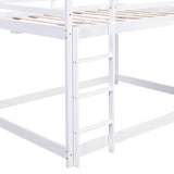 Full Size Loft Bed with Slide, Space Saving House Bunk Beds for Kids Bedroom Furniture, Pine Wood Bed Frame with 12.4" High Safety Guardrail & Ladder, No Box Spring Needed, Teens, Girls, Boys, White Obuvar