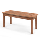 VINGLI Outdoor Wood Coffee Table, 35" Farmhouse Side Table for Patio, Solid Cedar Wood Accent Table with Slatted Tabletop, Weather-Resistant End Table for Garden, Poolside, Lawn, Living Room (Brown) VINGLI