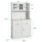 YOCONYO Double Tilt Out Trash Cabinet Storage Cabinet 20 Gallon with Two Solid Wood Hideaway Trash Holder Drawers, Dual Wooden Free Standing Recycling Cabinets Trash Can Bin Kitchen (white) YOCONYO