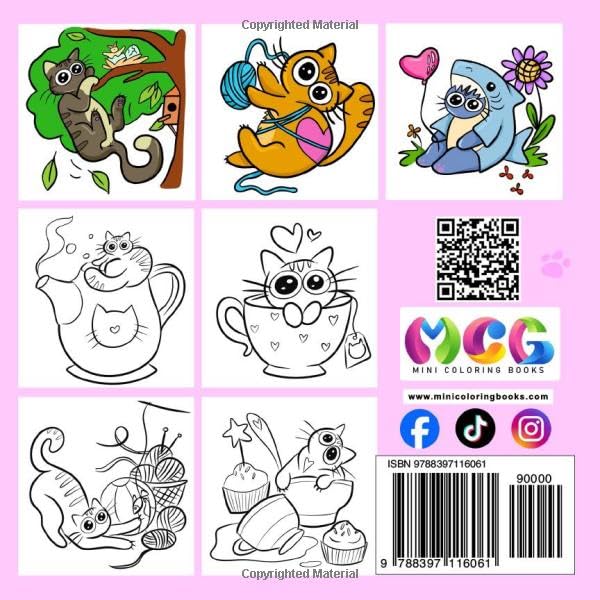 Mini Coloring Book: Kitty Cats: Say Hello To Cute Simple Animal Designs Featuring Sweet Creative Tiny Funny Adorable Kittens In Cozy, Groovy Spaces ... Relaxation For Girls & Women Who Love Cats WoodArtSupply