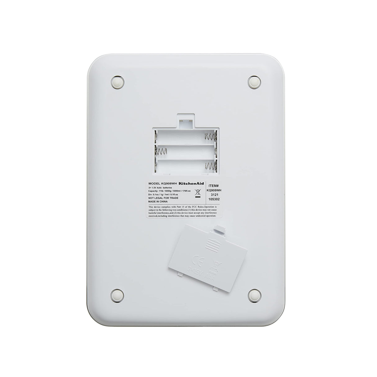 KitchenAid KQ908 Glass Surface 11 Pound Capacity Digital Kitchen and Food Scale, White KitchenAid