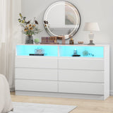 Loomie Drawers Dresser, White Drawer Dresser with Power Outlet, Accent Chests of Drawers with LED Light, Modern Storage Dresser for Bedroom, Living Room (White) Loomie