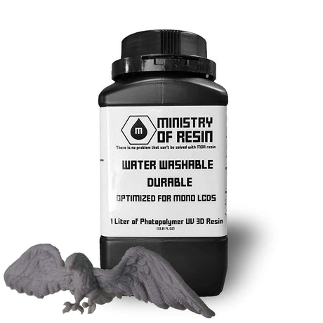 Water Washable Resin Durable Non-Brittle Low Odor 3D Printer Resin Optimized for Mono LCD Made in The USA 405nm Photopolymer Resin for LCD 3D Printing 1L Grey SainSmart