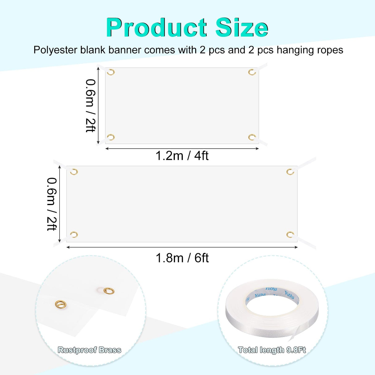 PATIKIL Blank Banners Signs to Decorate 2'x4 6' Sublimation White Banner with Hanging Rope for Business Outside Outdoor Wall PATIKIL