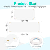 PATIKIL Blank Banners Signs to Decorate 2'x4 6' Sublimation White Banner with Hanging Rope for Business Outside Outdoor Wall PATIKIL