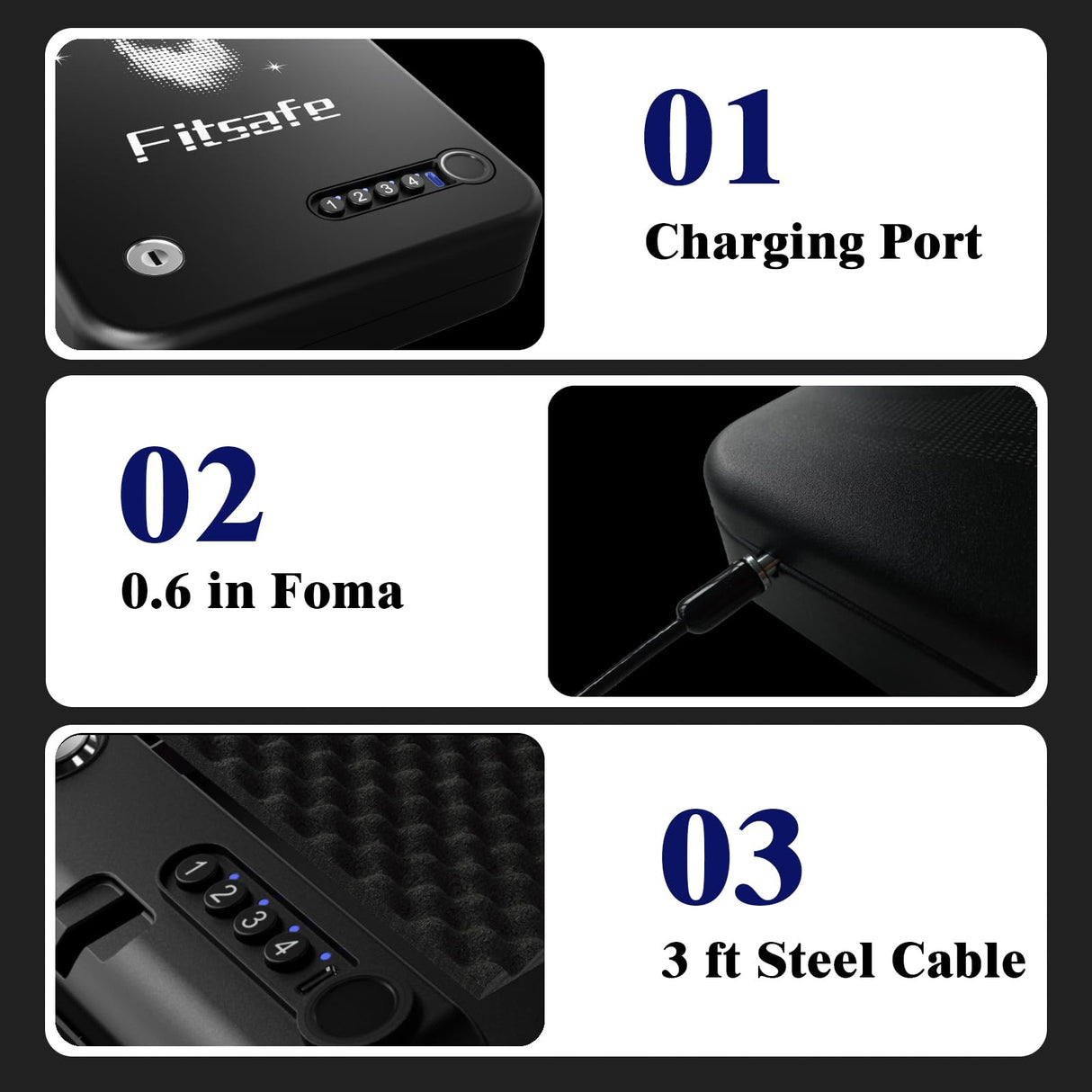 Fitsafe Biometric Gun Safe Travel Case, Bluetooth Portable Small Pistol Safe, Keypad for Nightstand Beside Home, Quick Access Smart Fingerprint Handgun Safe with Keys Fitsafe