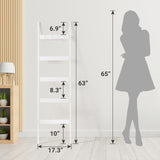 ELYKEN Blanket Ladder for Living Room, Farmhouse 5 -Tier Quilt Holder with 4 Removable Hooks for Bathroom, Wood Towel Rack Display, Wall Anchor Leaning Decorative Stand for Home Decor, White ELYKEN