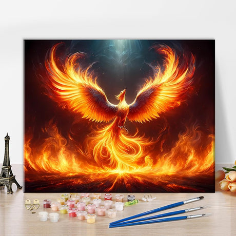 Paint by Number for Adults, Majestic Phoenix in The Fiery Rebirth, Phoenix Rise from The Ashes Paint by Numbers Kits, DIY Painting by Numbers for Home Wall Decor 16" W x 20" L Rebotipy