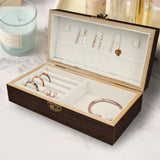 Handmade Wood Jewelry Box - Stylish Wood Travel Organizer for Women & Men, Unique Gift Ideas for Rings, Earrings, Necklaces & Bracelets, Flame Work Finish （Brown） DBlosp