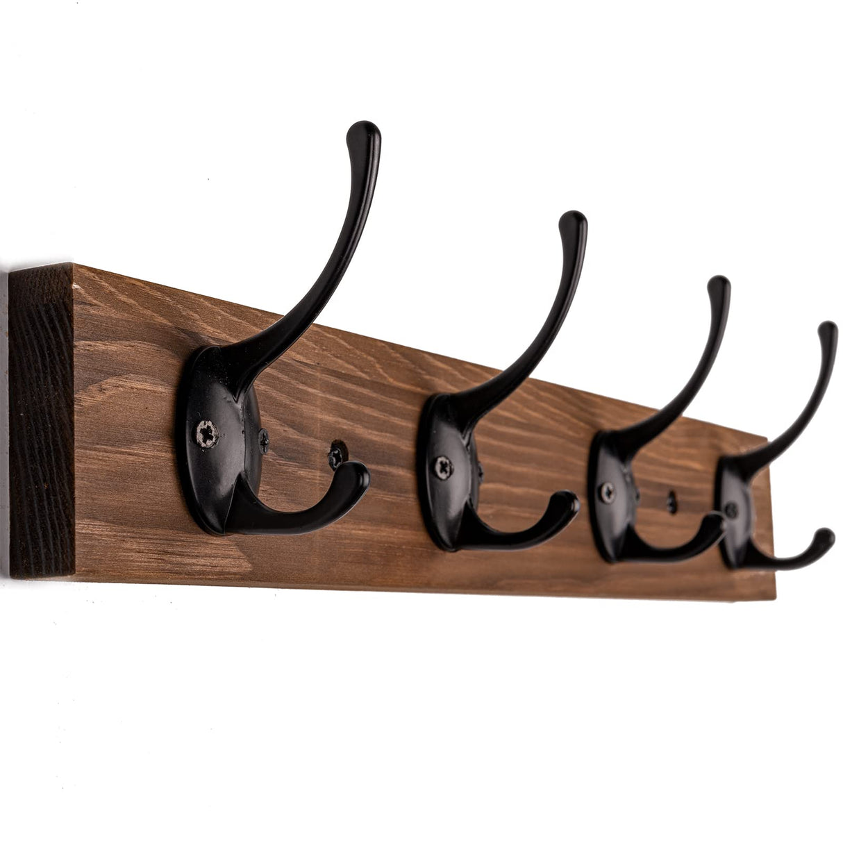 VERTORGAN Coat Hooks Wall Mounted, Wooden Hat Rack with 4 Hooks for Entryway, Bathroom,Bedroom(Brown) VERTORGAN