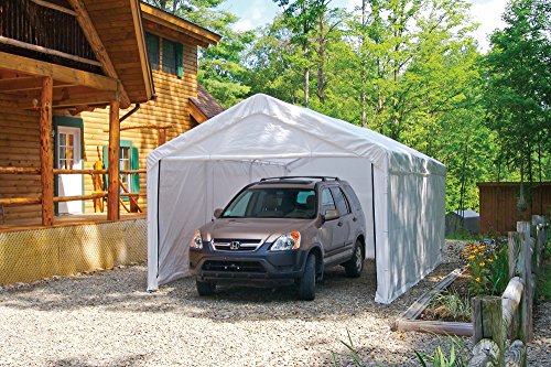ShelterLogic 10' x 20' MaxAP Large Portable Garage 2in1 Kit Heavy-Duty Steel Frame Outdoor Canopy, Gazebo, or Carport Tent with Enclosure for Car, SUV, Truck, Boat, Tractor, White ShelterLogic