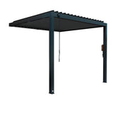 Backyard Discovery Evanston 10'x10' Galvanized Steel Wall-Mounted Louvered Pergola Kit with Adjustable Roof, Shade, Rain Protection, High-Wind Rating, PowerPort, Gutter System for Outdoor Patio, Deck Backyard Discovery