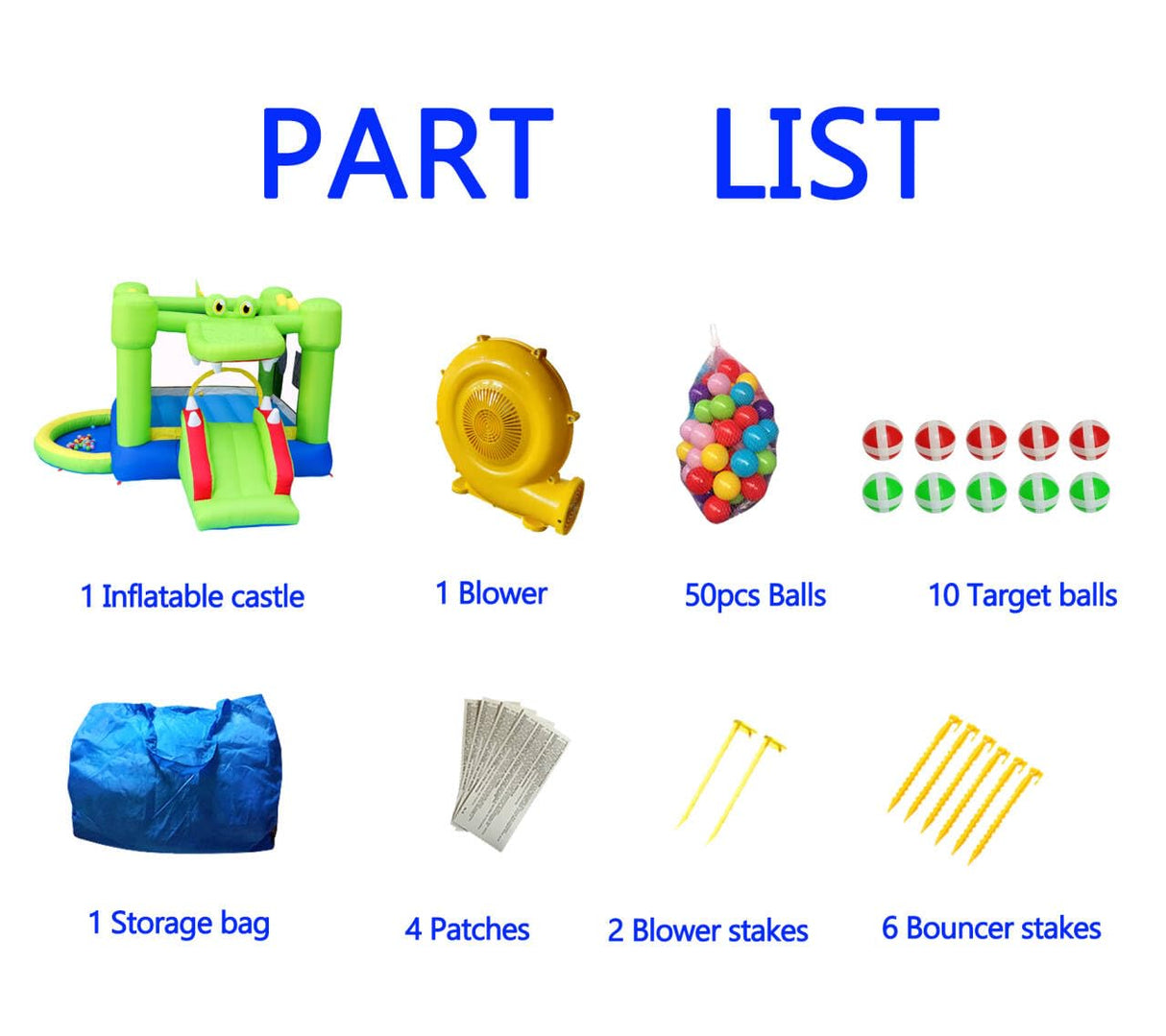 Inflatable Bounce House with Slide, Jumping Castle with Blower and Ball Pit House, Two Dart Target Game NC