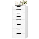 FACBOTALL Tall White Dresser, 8 Drawer Dresser with Groove Handles, White Tall Dressers, Modern Chest of Drawers with Large Storage Space for Home Office FACBOTALL