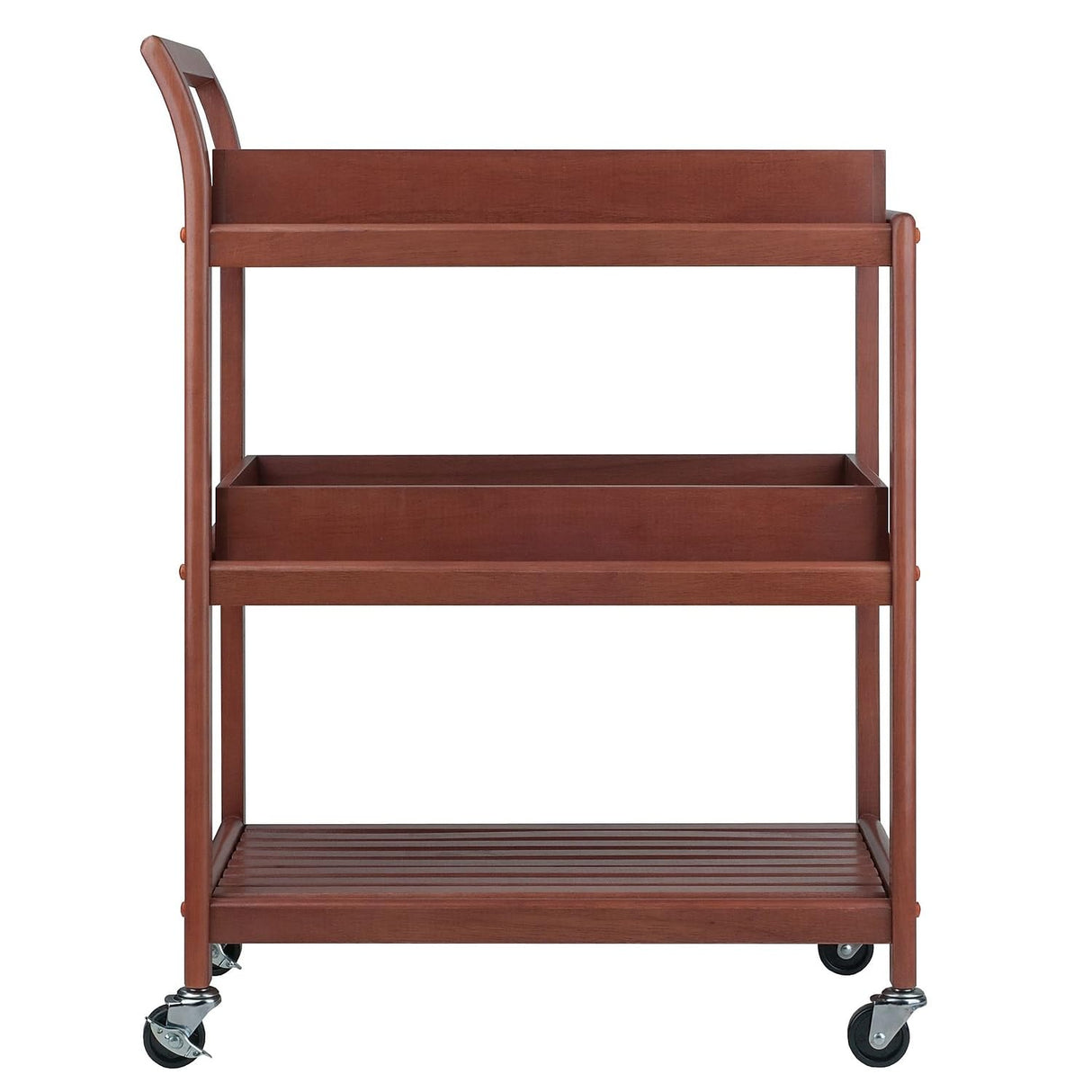 Winsome 3-Shelf Wood Mobile Serving Cart with Lockable Wheels, Walnut (94138) Winsome