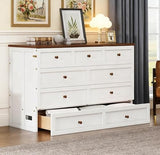 Bellemave Full Murphy Bed with Storage Drawer and Charging Station, Cabinet Bed, Farmhouse Murphy Cabinet with Foldable Panel, Noisy Free, for Guest Bedroom, Living Room, Walnut+Walnut Bellemave