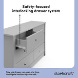 Storkcraft Crescent 6-Drawer Dresser (Pebble Gray) – GREENGUARD Gold Certified, Gray Dresser for Bedroom, Kids & Nursery Storage Chest, Safety Interlocking Drawers, Pre-Installed Tracks, Kids Chest Storkcraft