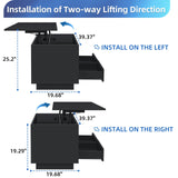 HOMMPA Lift Top Coffee Table with LED Light Morden Coffee Table with Storage Black Coffee Table for Living Room High Gloss Tea Table LED Center Tables Hidden Compartment & 2 Open Shelve & 2 Drawers HOMMPA