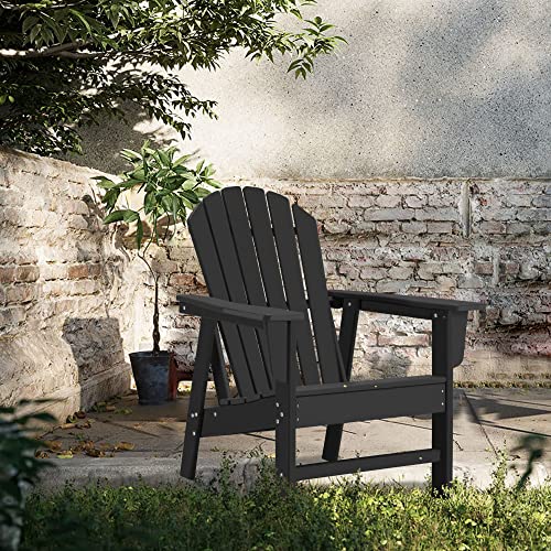 Restcozi Adirondack Chairs, HDPE All-Weather Adirondack Chair, Fire Pit Chairs (Traditional) (1, Black) - WoodArtSupply