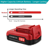 2 Pack 3.0Ah PC18BLX 18V Replacement Battery for Porter Cable 18V Battery PC18BL PC18B-2 Compatible with Porter Cable 18V Lithium Battery PC18BLEX PCC489N PC188 Power Tools (Red) Reoben
