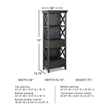 Signature Design by Ashley Tyler Creek Casual Farmhouse 75" Display Cabinet or Bookcase with Drawers and Shelf, Open Lattice Sides, Wood, Gray Black Finish Signature Design by Ashley