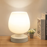 Touch Bedside Table Lamp - Modern Small Lamp for Bedroom Living Room Nightstand, Desk lamp with White Opal Glass Lamp Shade, Warm LED Bulb, 3 Way Dimmable, Simple Design Mother's Day Gifts ONEWISH