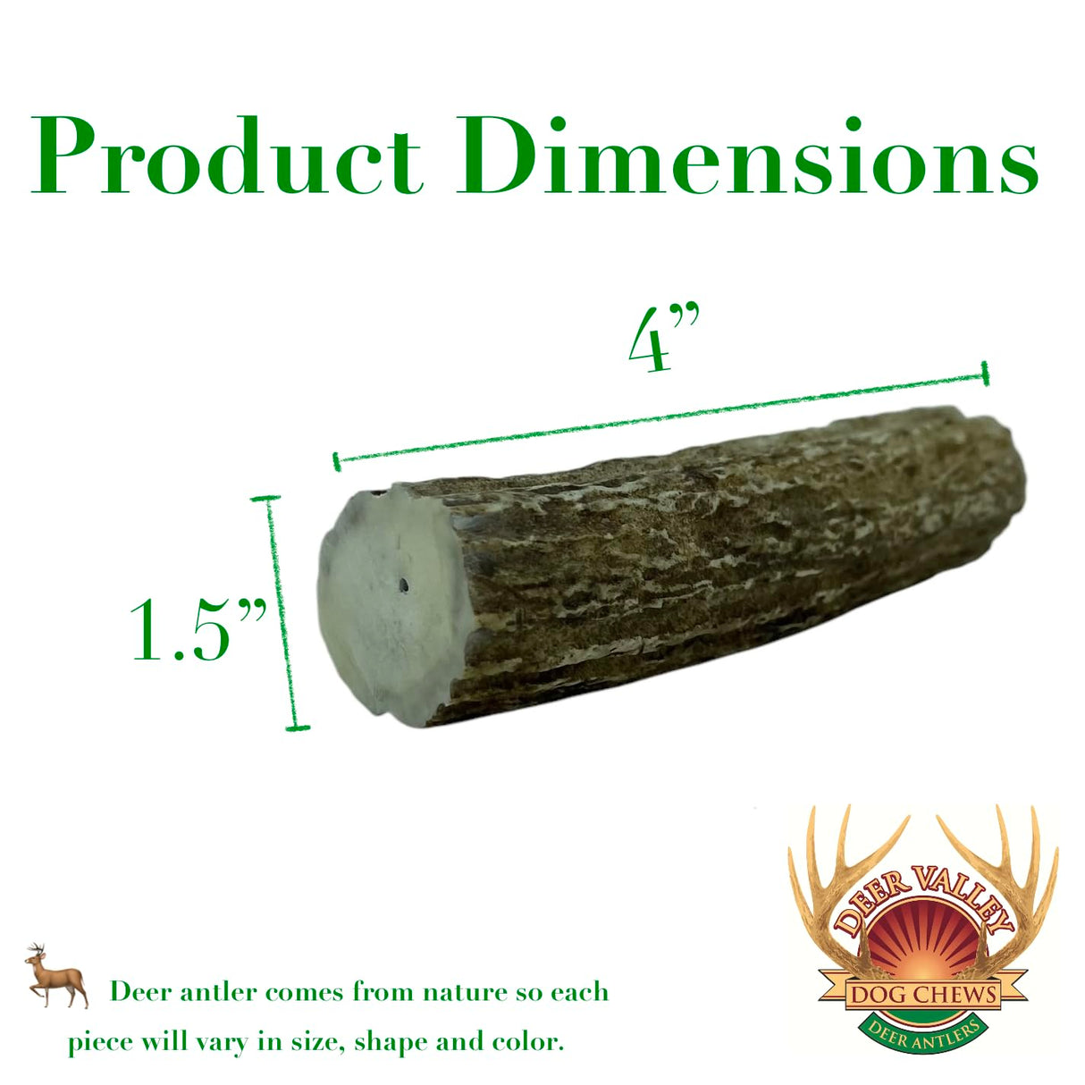Texas Deer Antler Pen Blanks (2-PACK) Pen Blanks for Woodturning - Easy to Drill & Pro Quality for use on Lathes Deer Valley Dog Chews Deer Antlers
