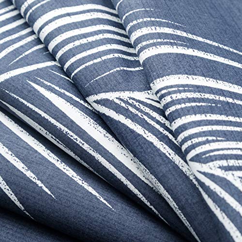 SUSYBAO Plant Patterned Duvet Cover Queen 100% Cotton 3 Pieces Set 1 Hawaiian Tropical Botanical Duvet Cover with Zipper Ties 2 Pillowcases Farmhouse Navy Blue Palm Leaves Print Bedding Set Soft SUSYBAO