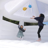 14FT White Bounce House for Adults Kids, 100% PVC Commercial Bounce House with Round Canopy, Large Inflatable Bounce House Castle with Blower for Birthday Wedding Party, 14x14x12FT Relunch