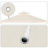 Flexzion 12' x 12' Gazebo Canopy Top Replacement Cover (Ivory) - Dual Tier Up Tent Accessory with Plain Edge Polyester UV30 Protection Water Resistant for Outdoor Patio Backyard Garden Lawn Sun Shade Flexzion