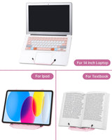 Honagu Adjustable Metal Book Stand Book Holder, Book Stand for Reading, Documents Holder, Sturdy Typing Stand for Cookbook Textbooks Tablet Music Books (Macaron Pink) Honagu
