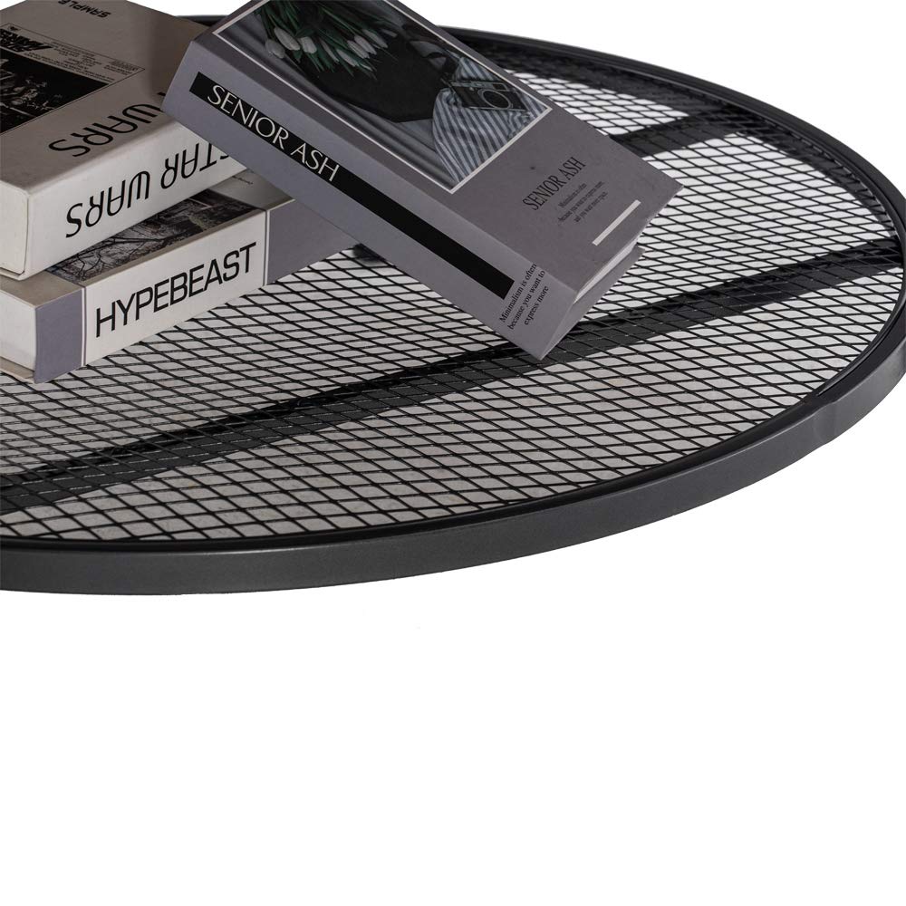 VINGLI Round Coffee Table with Storage - 31.5" Rustic Farmhouse Design, Industrial Style with Metal Shelf VINGLI