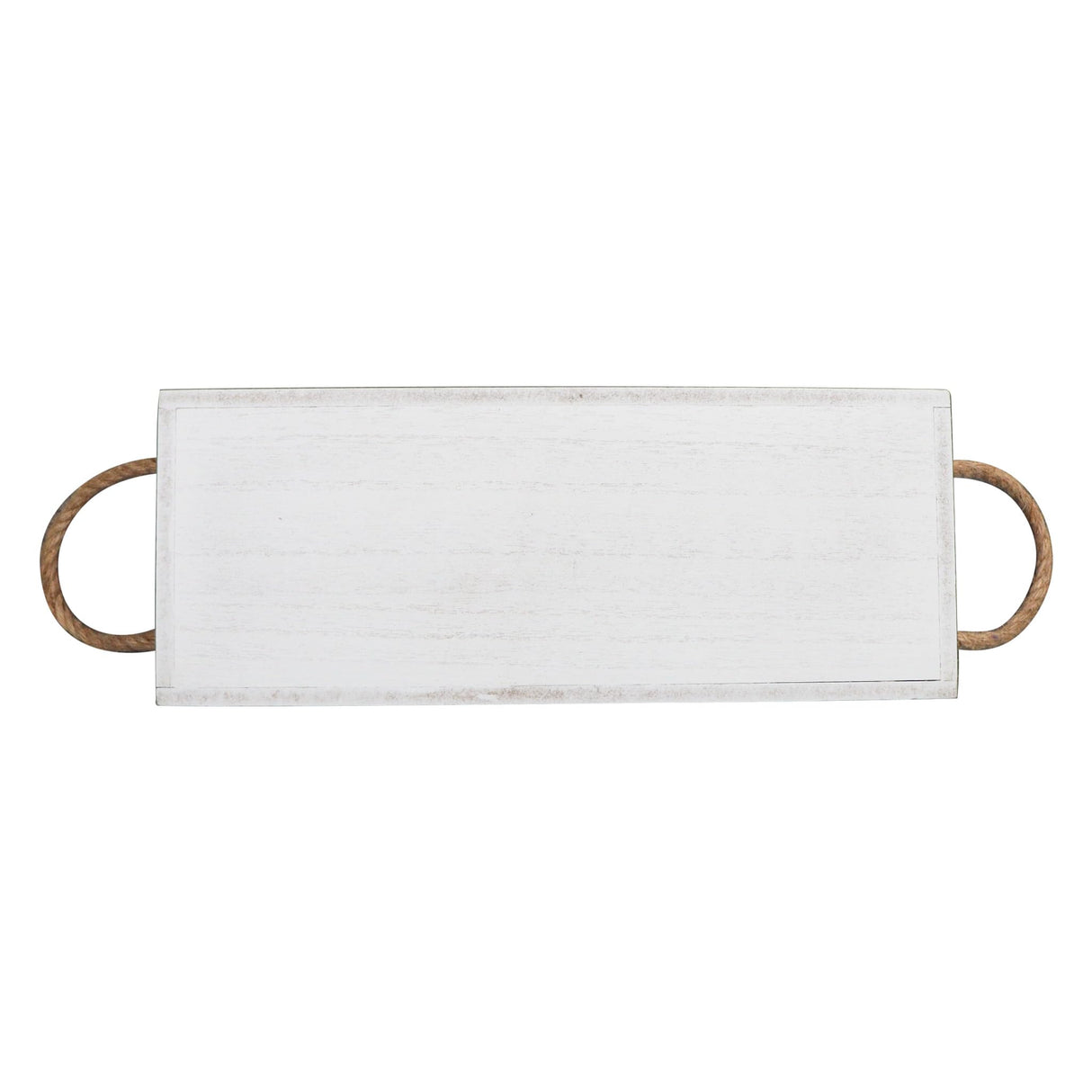 Bathroom Essentials Rustic Wood Storage Box, Bathroom Tray Decor and Organizer, Toilet Paper Holder Basket, White Wooden Crate with Rope Handles, Farmhouse Style CreativeWise