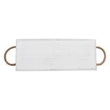 Bathroom Essentials Rustic Wood Storage Box, Bathroom Tray Decor and Organizer, Toilet Paper Holder Basket, White Wooden Crate with Rope Handles, Farmhouse Style CreativeWise