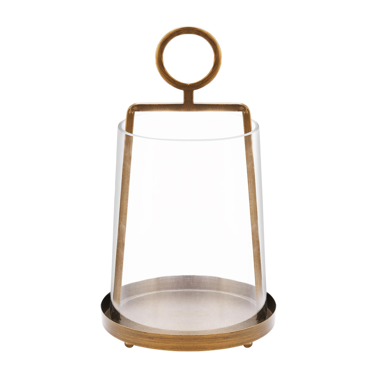 9" Wide Modern Metal Hurricane Lantern with Handmade Sturdy Glass Sleeve in Brass for Pillar Candle & Plants, Farmhouse HurricaneIndustrial, Minimalistic, Shabby Chic (1, Brass, 9"x14") twakutwaku