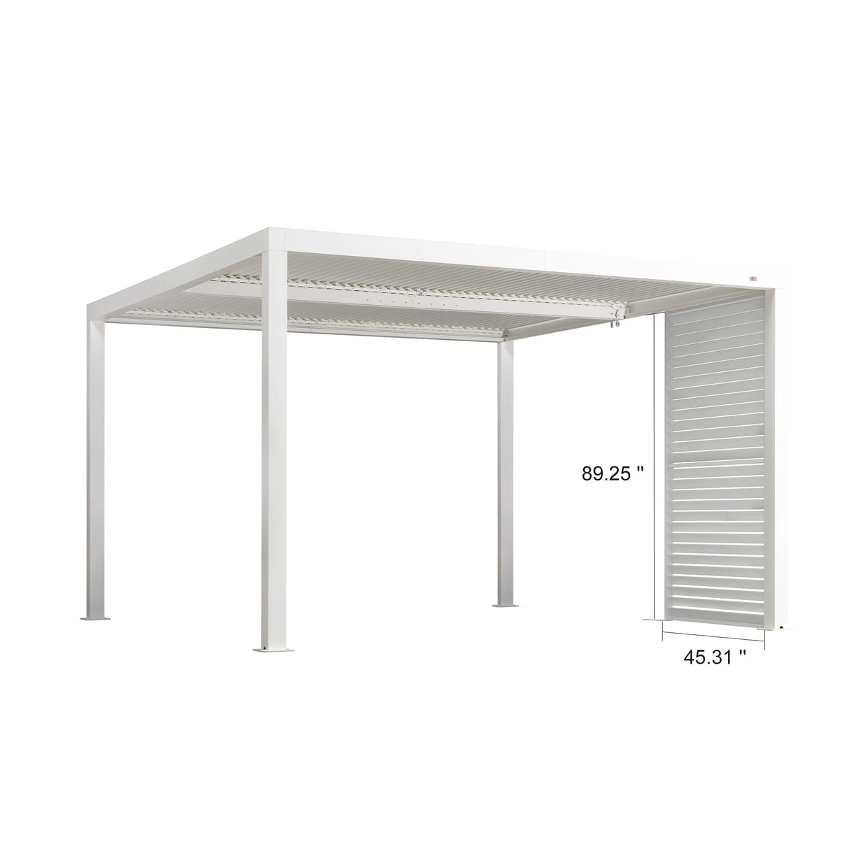 PURPLE LEAF Outdoor Louvered Pergola Accessory Aluminum Shutter Wall Divider Side Shade Privacy Screen Three Panels a Complete 12' Side Fixed Louvered Wall, Pergola Not Included PURPLE LEAF