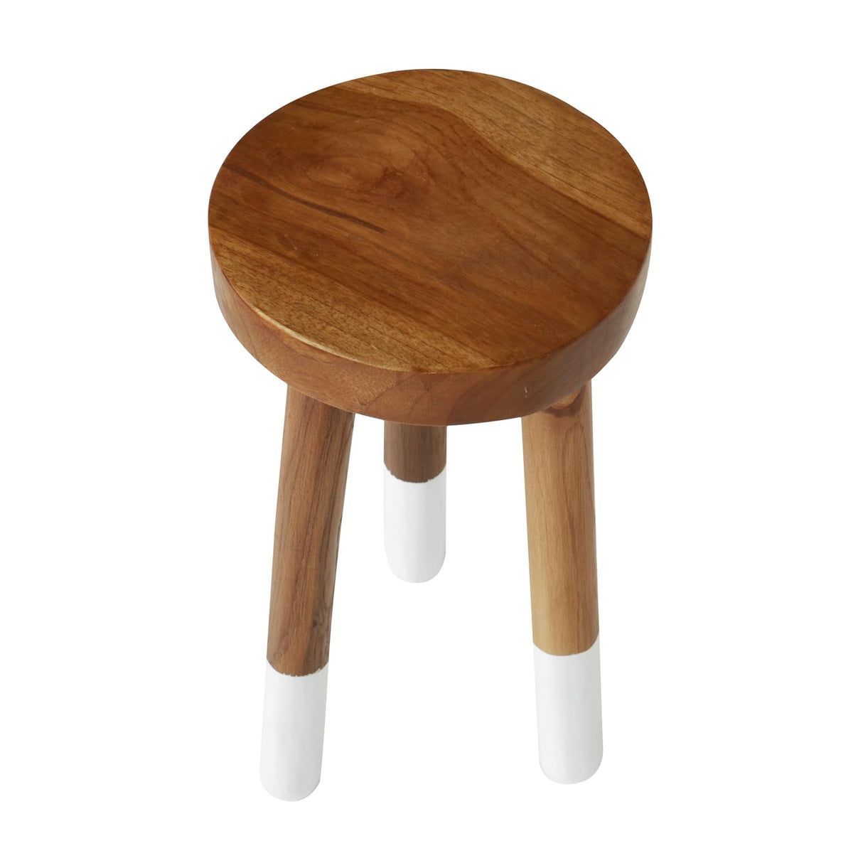 JOLLYMER Teak 9” Round Plant Stand |Wood Counter Stool |Dip Dyed Wood Plant Stand, Riser |Wood Accent Stool ||Accent Table |Side Table | (16" Tall(1 Pack)) JOLLYMER