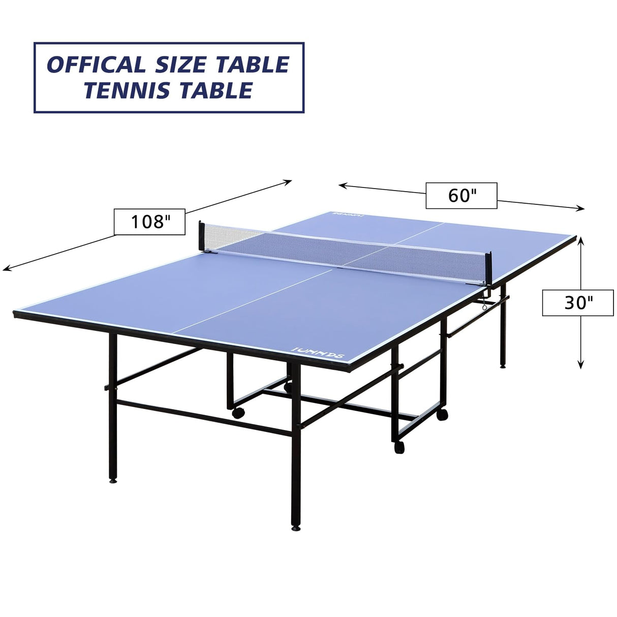 HaoKang Folding Rolling Table Tennis Table Regulation Ping Pong Table with 2 Paddles 2 Balls 1 Net and Post Set Fold-Up Design 4 Wheels for Easy Movement, BLUE HaoKang