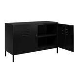 REALROOMS Shadwick 2 Door Wide Metal Locker Accent Storage Cabinet, Black REALROOMS