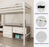 Allewie Metal Loft Bed Twin Size with Guardrail and Ladder, Small Space Saving Design for Bedroom Kid Room and Dorm, No Box Spring Needed, White Allewie