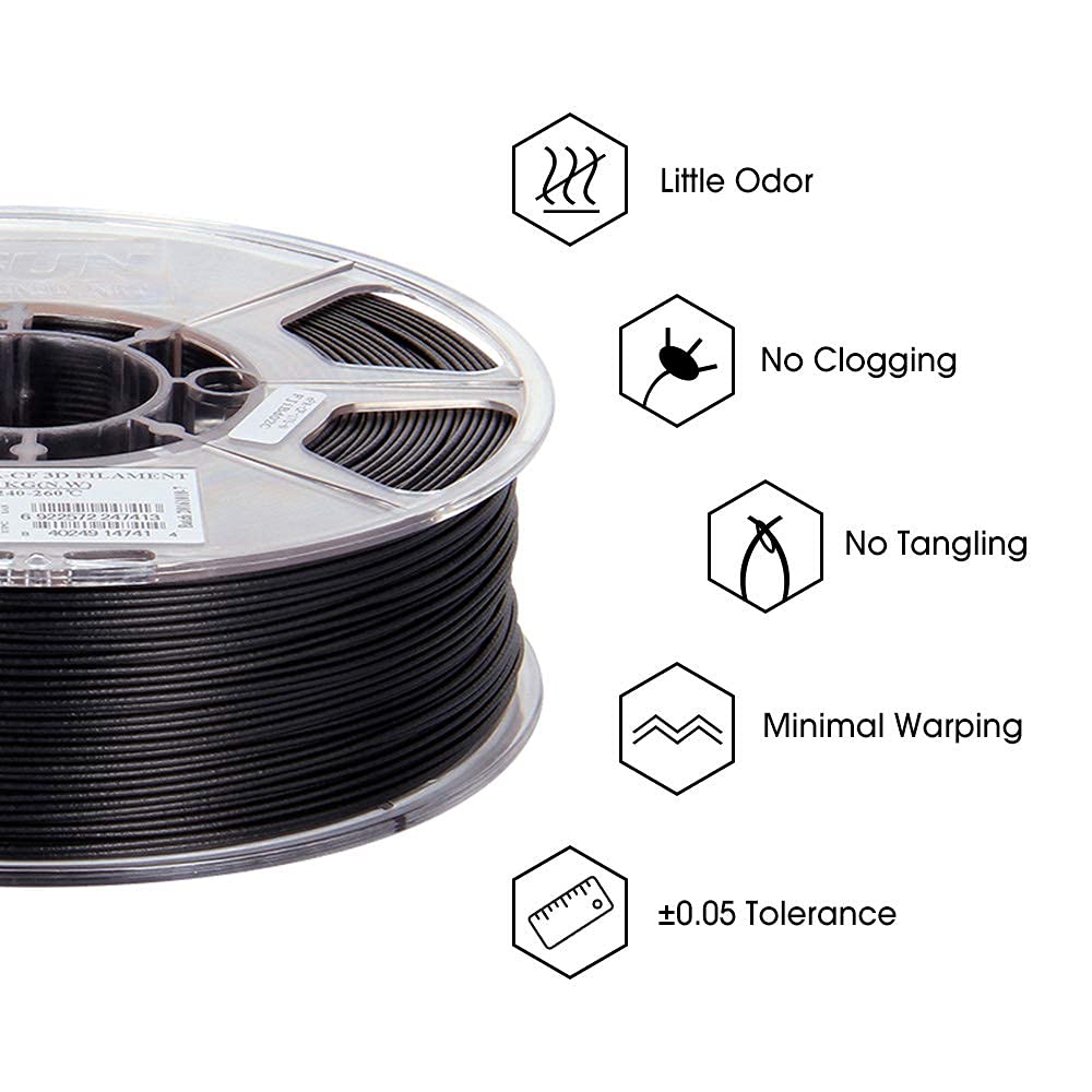 eSUN Carbon Fiber Filled Nylon Filament 1.75mm, PA CF 3D Printer Filament, 1KG Spool 3D Printing Filament for 3D Printers, Natural eSUN