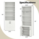 Giantex 70" Bookcase with 2 Doors, 6-Tier Modern Bookshelf w/Cabinet, Elegant Storage Cabinet, Adjustable Shelves, Multipurpose Display Rack, Storage Organizer for Living Room Bedroom Study (White) Giantex